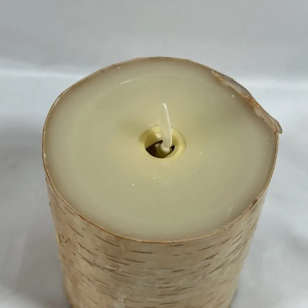 Luminara Real Bark Wrapped Battery Operated Flameless Wax Candle 3x4